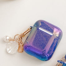 3D Love Pearl Shell Keychain Water Drop Rainbow Hard Headphone Earphone case for apple airpods 1 2 3 pro Wireless Headset cover