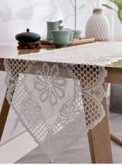 Hollow Lace Table Runner White