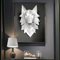 Buy House statue decoration accessories 3D abstract wolf head sculpture wedding christmas wall decoration handmade resin art crafts Wholesale B2B