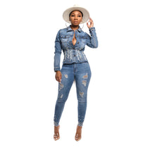 Sexy and fashionable women's slim fitting denim coat top