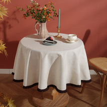 Dining Table Cloth Bamboo Linen Tassel Round