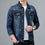 Dark Blue Front Pocket Trucker Fit Denim Jacket - Fashion Men's Simple Lapel Denim Jacket