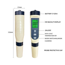 5-in-1 Digital Pool Water Quality Tester Kit - TDS Meter & pH Test Pen
