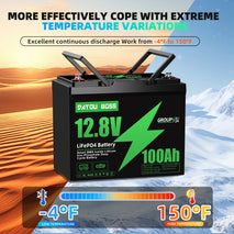 US WAREHOUSE  Shipping 12V 100Ah LiFePO4 Battery Lithium Battery Built in 100A Smart BMS,  for RV,,Camping Fishing DATOUBOSS