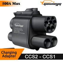 CCS2 to CCS1 EV Charger Adapter - 500A 500kW 1000V AC/DC Fast Charging Compatible with CCS2 Portable Chargers and CCS1 Vehicles