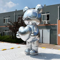 Custom Giant Silver Bear Inflatable - Air-Filled Cartoon Teddy for Yard Parties and Promotions