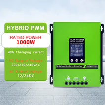 1000W Single Phase Pure Sine Wave Hybrid Solar Inverter Converter - 24V/12V to 220V for Off-Grid Solar Energy Systems