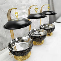 Buy New Design 8L Black Stainless Steel Chafing Dish for Catering Round Hot Pot with Fuel Heating for Hotel Buffet Set Wholesale B2B