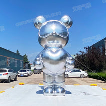 Custom Giant Silver Bear Inflatable - Air-Filled Cartoon Teddy for Yard Parties and Promotions