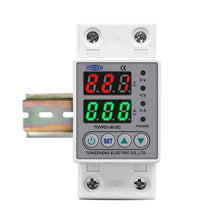 TOMZN 230V Adjustable Over/Under Voltage Protection Relay with Current Limit Monitor - 63A DIN Rail Device