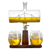 Buy Hot Selling 1000ml Antique Barrel and Ship Whisky Decanter Set Bourbon Barrel Whiskey Decanter With Ship in Stock Wholesale B2B