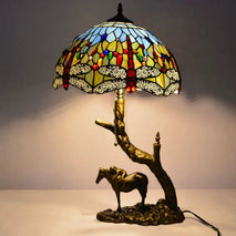 16Inch Tiffany Colored Glass Table Lamp Dragonfly Retro Classical Table Lamp Bedroom Bedside Lamp Decoration