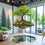 Artificial Green Floating Island Landscape with Moss Plants - Creative Rockery Garden Ornaments for Commercial Window Displays