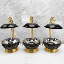 New Design 8L Black Stainless Steel Chafing Dish for Catering Round Hot Pot with Fuel Heating for Hotel Buffet Set