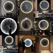 3D Stereo Relief Moon Lamp Wall Lamp Mural Designer Living Room Entrance Round Moon Decorative Lamp