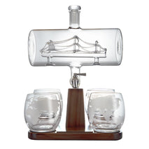 Hot Selling 1000ml Antique Barrel and Ship Whisky Decanter Set Bourbon Barrel Whiskey Decanter With Ship in Stock