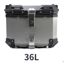 SLKE Factory 36L Aluminum Top Case Motorbike Sliver Black Aluminum Rear Tail Box Alloy Top Box Motorcycle Storage Luggage Box