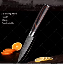 XITUO 1-10pcs Kitchen Knives Set 8 inch Chef knife 440C High Carbon Stainless Steel Damascus Laser Pattern Slicing Santoku knife