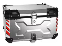65L With X Aluminium Alloy Motorcycle Tail Box Top Case Scooter Luggage Delivery Box Black/Silver Color