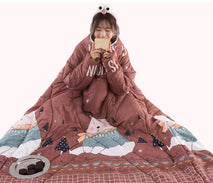 Cozy Wearable Blanket with Sleeves – Fleece Quilt for Adults, Women & Men