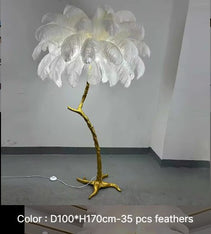 Room Vibe Corner RGB Luxury Modern Nordic Led Standing Arc Trees Light for Home Ostrich Feather Floor Lamp