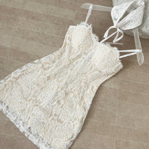 2026 French Lace Mini Dress  Club & Party Must-HaveSexy French Halter Mini Dress  Party & Prom Look