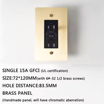 Golden Brass Knurled Toggle Pull Switch with 15A GFCI USB Socket - American Standard CS-0221, 110V