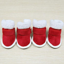 Trendy Retail PU Leather Rubber Bottom Hook Loop Fasteners Snap Dog Boots Shoes Clothing Accessory Pet Supplies PACK OF 4PCS 5#