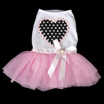 Trendy Retail Lightweight Comfortable 4 Layers Heart Pattern Pull Over Sleeveless Design Dog Skirt Dress L