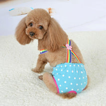Trendy Retail Fashionable Washable Reusable Suspender Sanitary Pant Panty Diaper With Dots for Pet Female Dog Random Color Size XXS