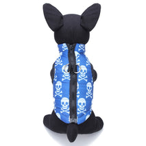 Trendy Retail Pet Dog Skull Pattern Charms Cotton-Padded Vest Clothes Coat Apparel Outfit Pet Winter Clothing Supplies Size M Blue