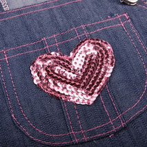 Trendy Retail Lightweight Comfortable Adorable Pink Heart Sequin Polka Dot Blue Jeans Dog Puppy Overall Dress M