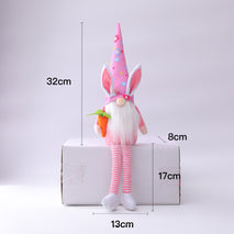 Bunny Elf Hold Egg Plush Cloth Doll Harvest Easter Rabbit Gnome Doll Long Mustache Faceless Slender Legs Bunny Elf