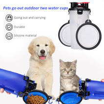 Portable Folding Water Bottle Kettle Pet Going Dual Water Food Cup