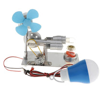 Stirling Engine Model / Physical Motor Power Flywheel Fanner Rotating, LED Light Heat Engine Stirling Engine Electricity Generator, Energy Conversion Mechanical Work
