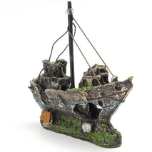 Trendy Retail Aquarium Ornament Wreck Sailing Boat Sunk Ship Destroyer Fish Tank Cave DIY
