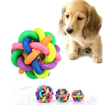 Trendy Retail Pet Dog Cat Sensitivity Training Exercise Toy Rainbow Rubber Round Ball With Bell Puppy Pet Toy Multicolor 8.5cm