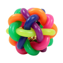 Trendy Retail Pet Dog Cat Sensitivity Training Exercise Toy Rainbow Rubber Round Ball With Bell Puppy Pet Toy Multicolor 8.5cm