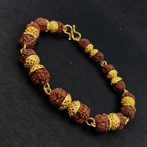 Adorable Gold Plated Mens Rudraksha Bracelet