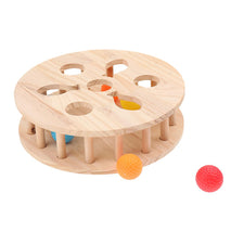Trendy Retail Cat Intelligence Toy Round Treasure Chest Wooden Pet Claw Board with Ball
