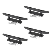Shanvis 4 Pieces Durable Black Nylon Marine Kayak Boat Yacht Canoe Dinghy Cleat Mooring Deck Mount Anchor Rope Line Cleat Open Base Hardware