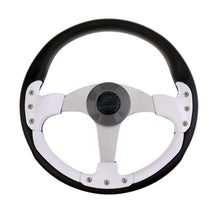 Shanvis Premium Black Aluminum Alloy Marine Yacht Boat Steering Wheel 3 Spoke 340mm with Hub