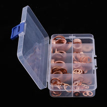 Shanvis 200Pcs Flat Ring Copper Washer Oil Sealing Gasket Assortment Hardware Set Box
