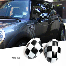 Suitable For BMW Mini Rearview Mirror Cover F56 Exterior Mirror Shell Black And White Grid Shell Mirror Cover