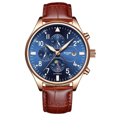 blue-dial-rose-case-brown-strap
